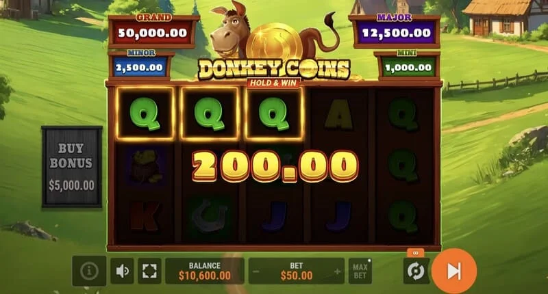 Donkey Coins Hold & Win - nisja e modalitetit Hold & Win